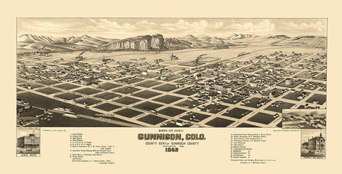 Gunnison Colorado - Stoner 1882 White Modern Wood Framed Art Print with Double Matting by Stoner