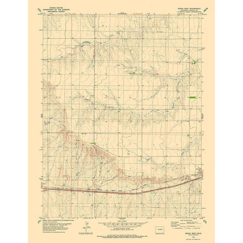 Genoa West Colorado Quad - USGS 1980 Gold Ornate Wood Framed Art Print with Double Matting by USGS