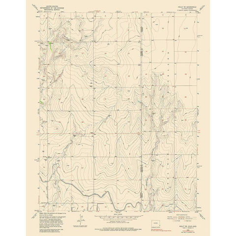 Holly NE Colorado Quad - USGS 1977 Gold Ornate Wood Framed Art Print with Double Matting by USGS