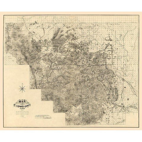 Larimer County Colorado - Handy 1883  White Modern Wood Framed Art Print by Handy