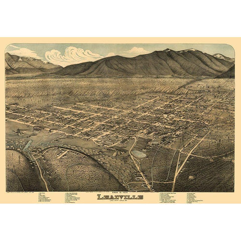 Leadville Colorado - Koch 1879 Gold Ornate Wood Framed Art Print with Double Matting by Koch