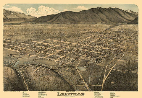 Leadville Colorado - Koch 1879 Black Ornate Wood Framed Art Print with Double Matting by Koch