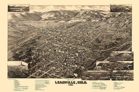 Leadville Colorado - Stoner 1882 Black Ornate Wood Framed Art Print with Double Matting by Stoner