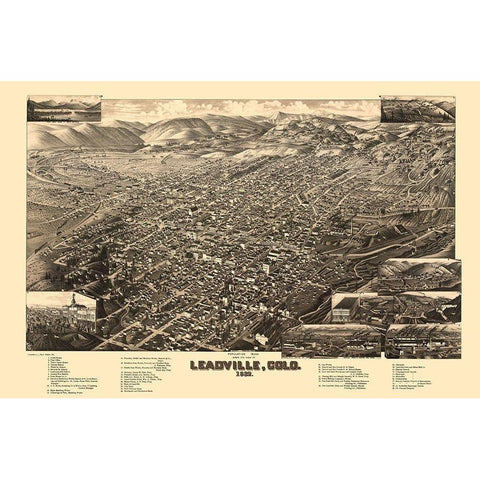 Leadville Colorado - Stoner 1882 Black Modern Wood Framed Art Print with Double Matting by Stoner