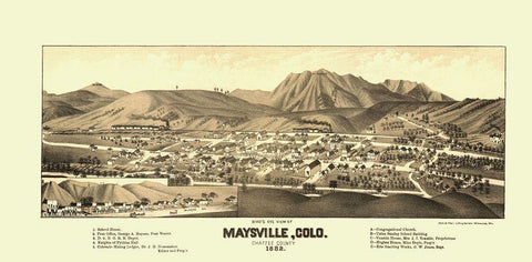 Maysville Colorado - Beck 1882 Black Ornate Wood Framed Art Print with Double Matting by Beck