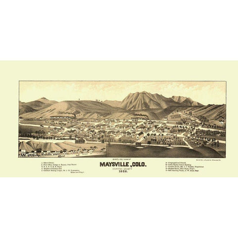 Maysville Colorado - Beck 1882 Black Modern Wood Framed Art Print by Beck