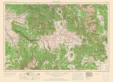 Montrose Colorado Quad - USGS 1962 Black Ornate Wood Framed Art Print with Double Matting by USGS