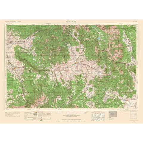 Montrose Colorado Quad - USGS 1962 Black Modern Wood Framed Art Print with Double Matting by USGS