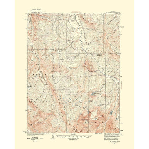 Mt Powell Colorado Quad - USGS 1933 White Modern Wood Framed Art Print by USGS