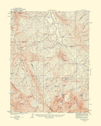 Mt Powell Colorado Quad - USGS 1933 White Modern Wood Framed Art Print with Double Matting by USGS