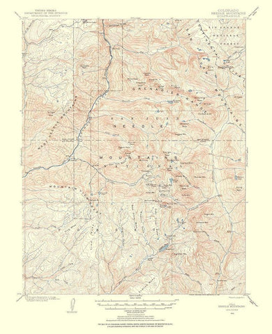 Needle Mountains Colorado Quad - USGS 1955 White Modern Wood Framed Art Print with Double Matting by USGS