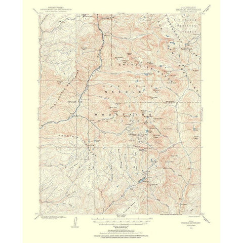 Needle Mountains Colorado Quad - USGS 1955 Gold Ornate Wood Framed Art Print with Double Matting by USGS