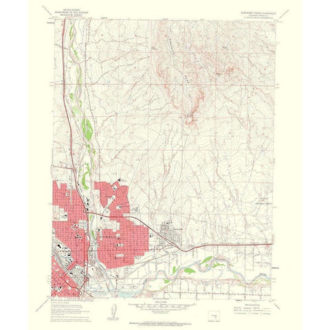 North East Pueblo Colorado Quad - USGS 1963 Black Modern Wood Framed Art Print with Double Matting by USGS