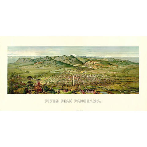 Pikes Peak From Colorado Springs Colorado - 1890 White Modern Wood Framed Art Print by Unknown