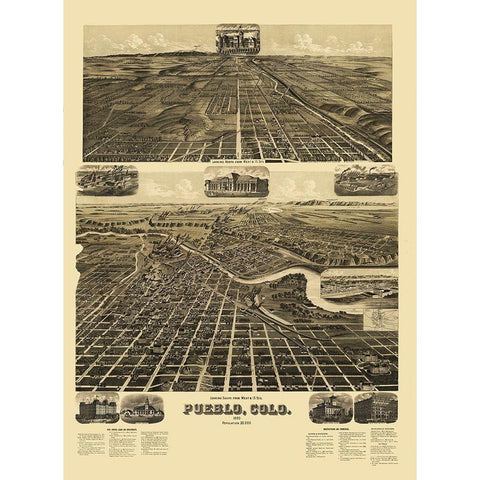 Pueblo Colorado - American Pub Co 1890 Black Modern Wood Framed Art Print by American Pub Co