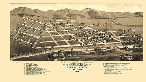 Salida Colorado - Stoner 1882 White Modern Wood Framed Art Print with Double Matting by Stoner