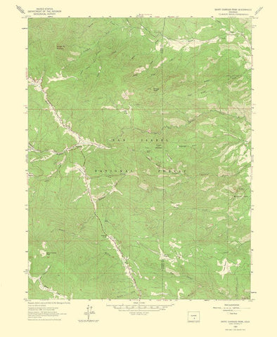 Saint Charles Peak Colorado Quad - USGS 1966 White Modern Wood Framed Art Print with Double Matting by USGS