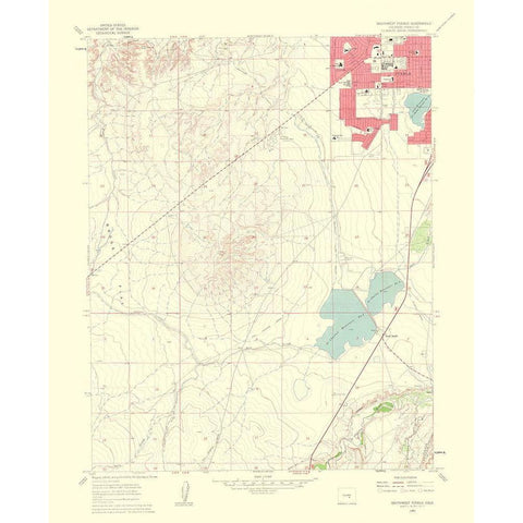 Southwest Pueblo Colorado Quad - USGS 1963 Black Modern Wood Framed Art Print with Double Matting by USGS