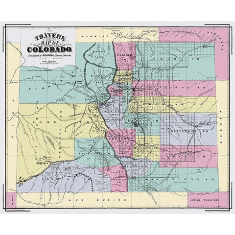 Colorado Territory - Richards 1873 Black Modern Wood Framed Art Print with Double Matting by Richards