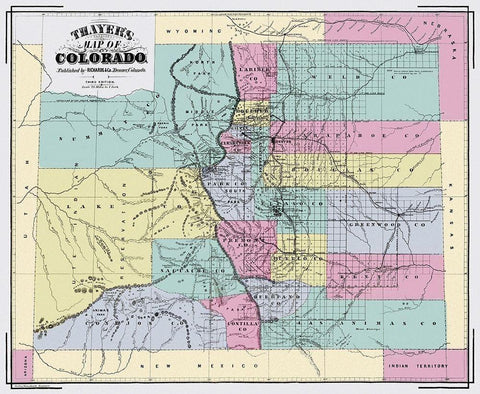 Colorado Territory - Richards 1873 White Modern Wood Framed Art Print with Double Matting by Richards