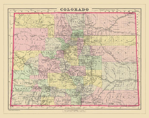 Colorado - Bradley 1887 Black Ornate Wood Framed Art Print with Double Matting by Bradley