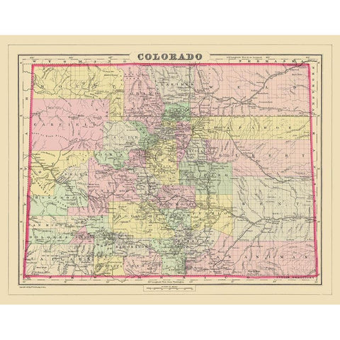 Colorado - Bradley 1887 Gold Ornate Wood Framed Art Print with Double Matting by Bradley