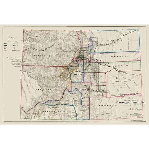 Colorado - USGLO 1866 Black Modern Wood Framed Art Print with Double Matting by USGLO