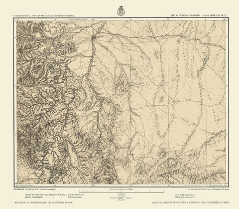 Colorado Central Colorado Sheet - US Army 1876 White Modern Wood Framed Art Print with Double Matting by US Army