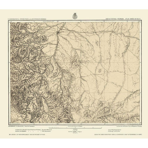 Colorado Central Colorado Sheet - US Army 1876 Black Modern Wood Framed Art Print by US Army