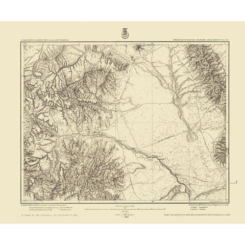 Colorado Southwest Colorado Sheet - US Army 1876 Black Modern Wood Framed Art Print by US Army