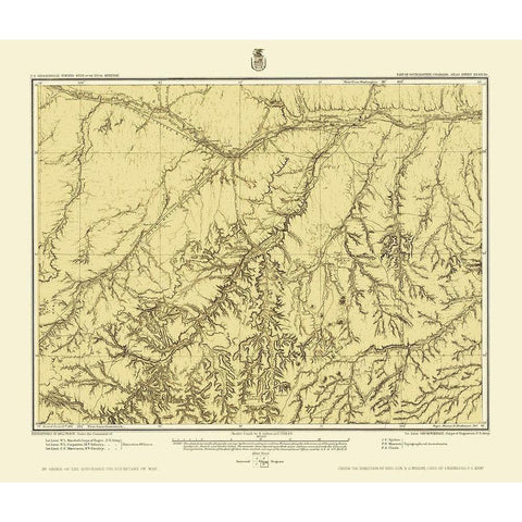 Southeast Colorado Sheet - US Army 1877 Black Modern Wood Framed Art Print by US Army