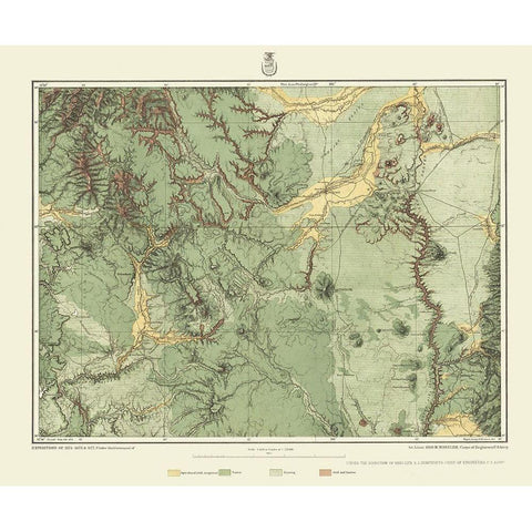 Colorado New Mexico Land Classification Sheet Gold Ornate Wood Framed Art Print with Double Matting by US Army