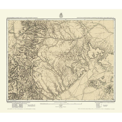 Colorado South New Mexico North Sheet Gold Ornate Wood Framed Art Print with Double Matting by US Army