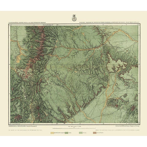 Colorado New Mexico Economic Sheet - US Army 1876 Gold Ornate Wood Framed Art Print with Double Matting by US Army