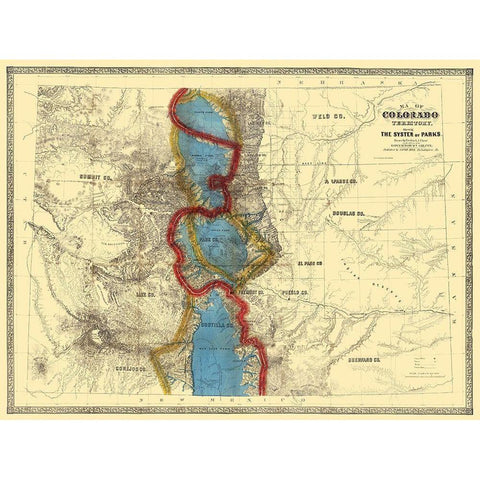 Colorado Parks - Mink 1865 Gold Ornate Wood Framed Art Print with Double Matting by Mink