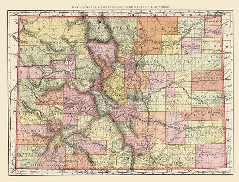 Colorado - Rand McNally 1897 White Modern Wood Framed Art Print with Double Matting by Rand McNally