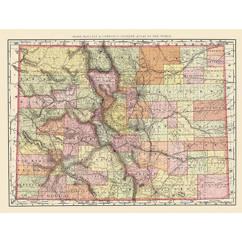 Colorado - Rand McNally 1897 White Modern Wood Framed Art Print by Rand McNally