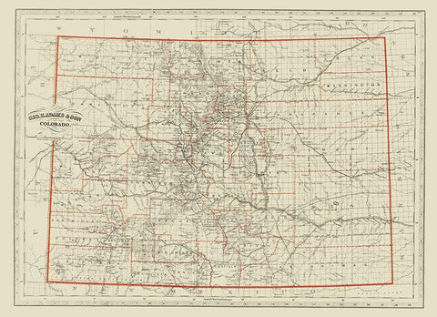 Colorado - Adams 1887 White Modern Wood Framed Art Print with Double Matting by Adams