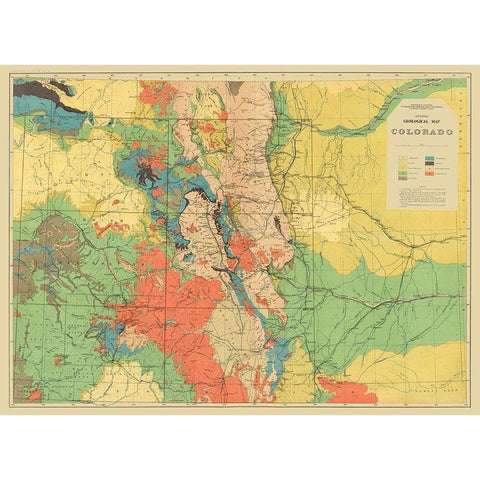 Colorado Colorado Geological - USGS 1881 White Modern Wood Framed Art Print by USGS