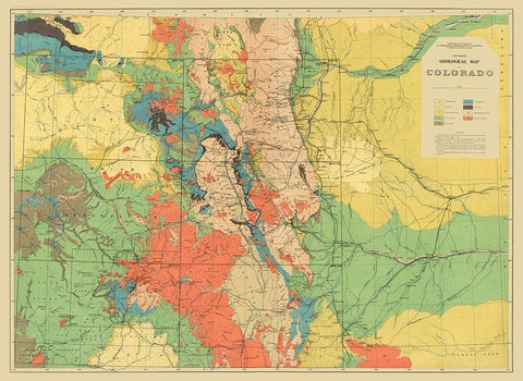 Colorado Colorado Geological - USGS 1881 Black Ornate Wood Framed Art Print with Double Matting by USGS