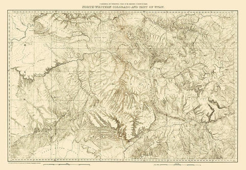 North Western Colorado Utah - USGS 1881 Black Ornate Wood Framed Art Print with Double Matting by USGS