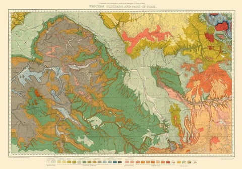 Western Colorado Utah Economic - USGS 1881 Black Ornate Wood Framed Art Print with Double Matting by USGS