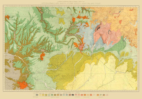 Colorado New Mexico Economic - USGS 1881 White Modern Wood Framed Art Print with Double Matting by USGS