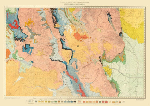 Central Colorado Sheet - USGS 1881 Black Ornate Wood Framed Art Print with Double Matting by USGS