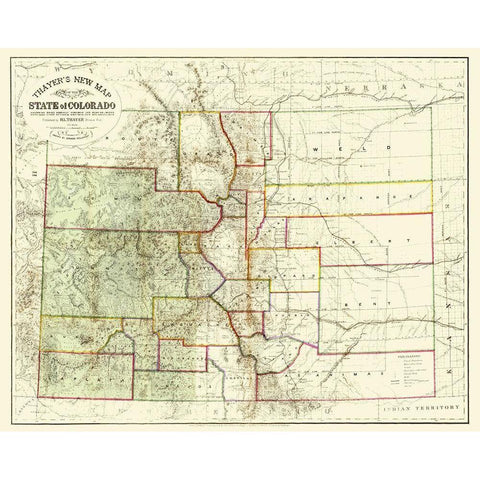 Colorado - Thayer 1880 White Modern Wood Framed Art Print by Thayer