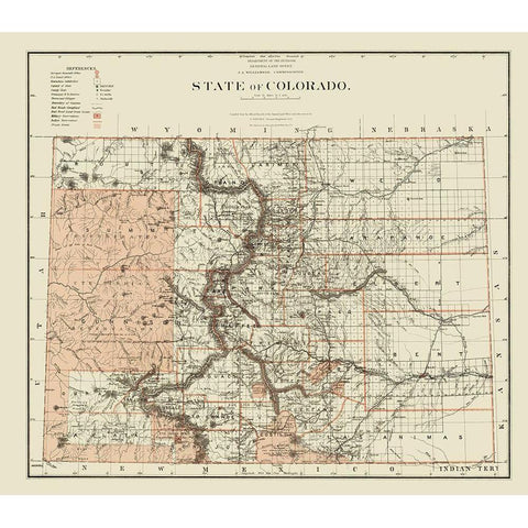 Colorado - Williamson 1879 Black Modern Wood Framed Art Print by Williamson