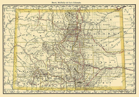 Colorado - Rand McNally 1879 Black Ornate Wood Framed Art Print with Double Matting by Rand McNally
