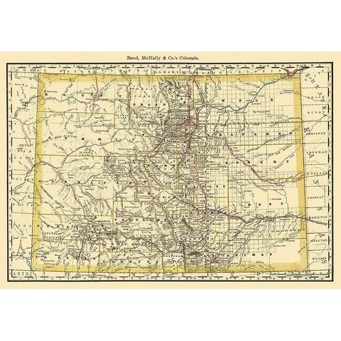 Colorado - Rand McNally 1879 White Modern Wood Framed Art Print by Rand McNally