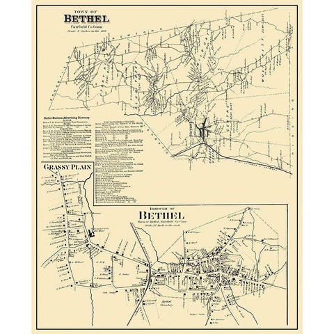 Bethel Connecticut Landowner - 1874 Gold Ornate Wood Framed Art Print with Double Matting by Peterson Collection
