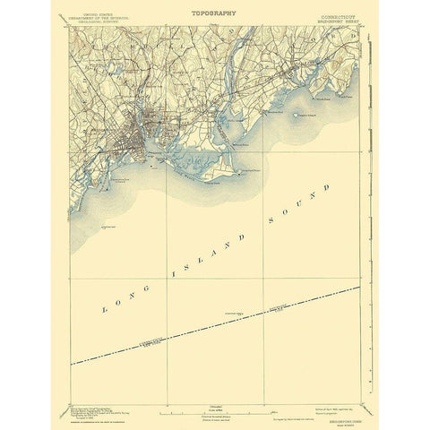 Bridgeport Connecticut Quad - USGS 1893 Black Modern Wood Framed Art Print with Double Matting by USGS